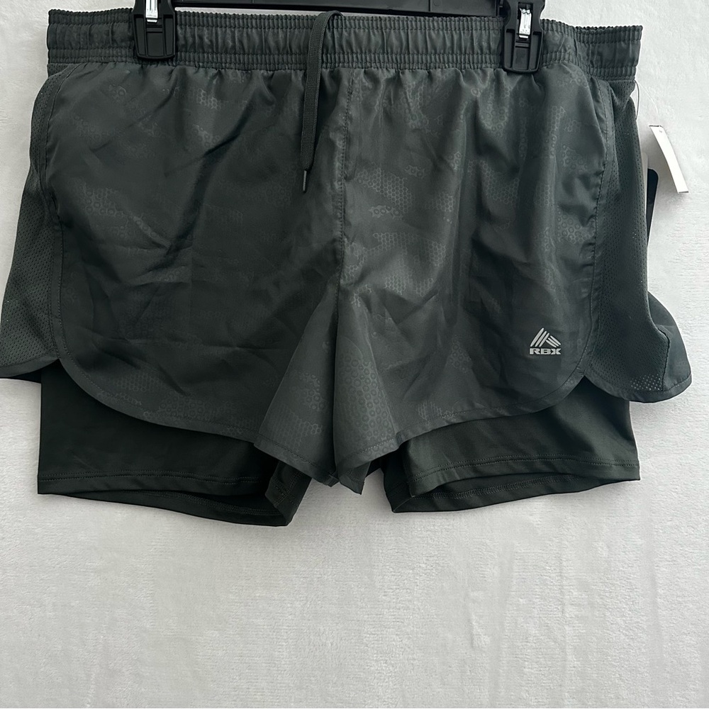 RBX Active 2 In 1 Running Shorts Women’s Large Green X-Dri Athletic Gym NWT